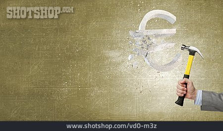 
                Euro, Zerschlagen, Krise, Europäische Union, Rezession, Eurokrise                   