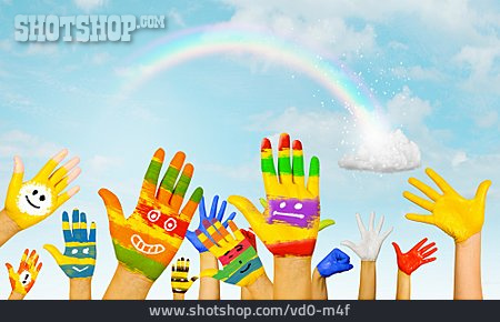 
                Farbenfroh, Kreativ, Kinderhände                   