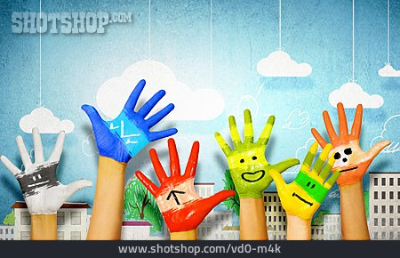 
                Farbenfroh, Positiv, Kinderhände                   