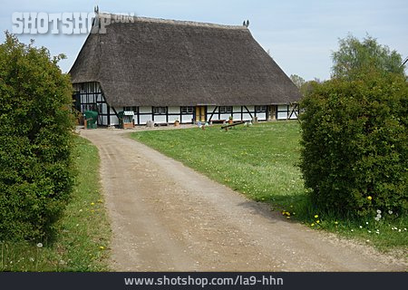 
                Farmhouse, Timbered, Thatched-roof House                   