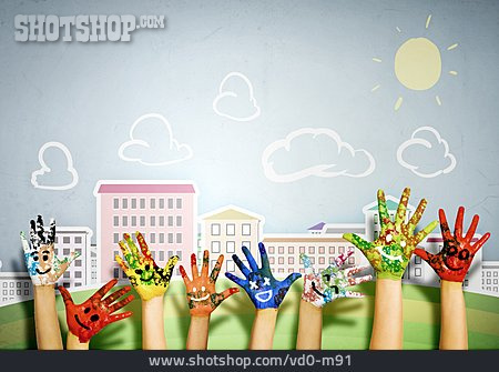 
                Hände, Kreativität, Kunstunterricht, Fingerfarbe                   