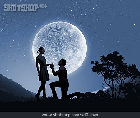 
                Love, Romantic, Love Couple, Full Moon, Marriage Proposal                   