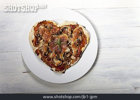 
                Heart Shaped, Salami Pizza                   