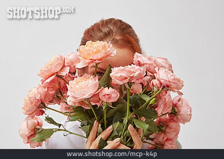 
                Verstecken, Blumenstrauß, Romantisch, Pfingstrosen                   