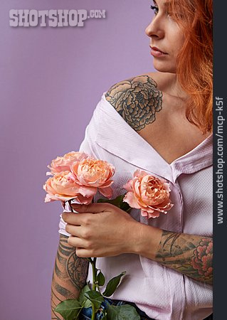 
                Frau, Tattoo, Floral, Körperkunst                   