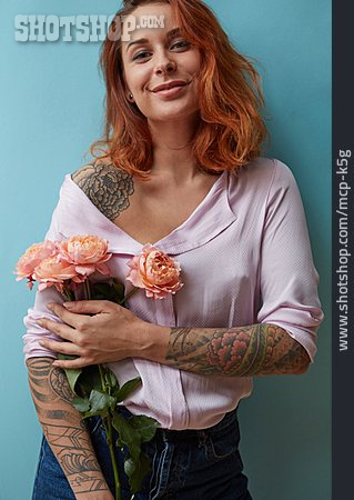 
                Frau, Blume, Tattoo, Floral, Körperkunst                   