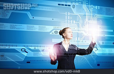 
                Geschäftsfrau, Eingabe, Schaltkreis, Schnittstelle, Datenbank, Hi-tech                   