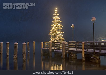 
                Weihnachten, Steg, Anlegestelle, Christbaum, Königssee                   