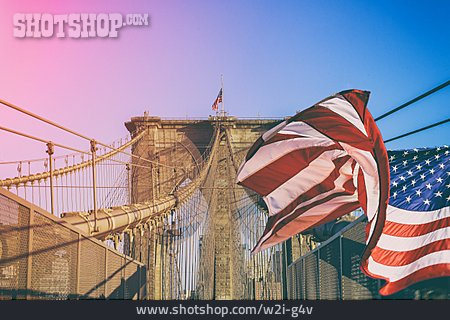 
                Usa, Brooklyn Bridge, Nyc, Sternenbanner                   