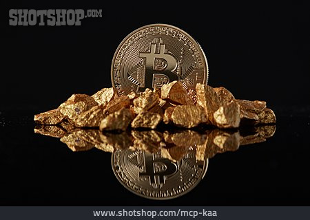 
                Reichtum, Bitcoin, Goldnugget                   
