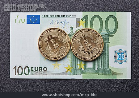 
                Euro, Euroschein, Bitcoin                   
