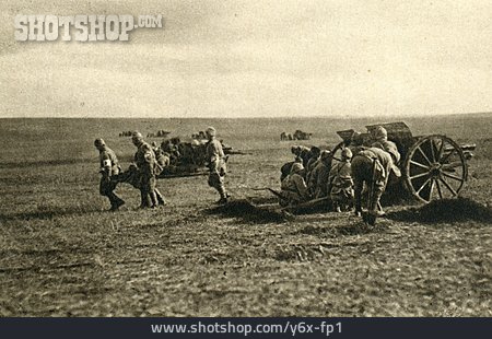 
                Erster Weltkrieg, Türkische Soldaten, Feuerstellung                   