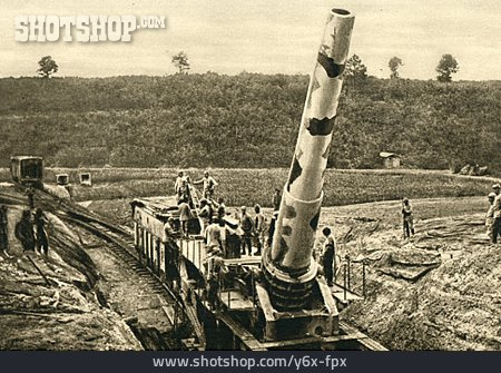 
                Erster Weltkrieg, Eisenbahngeschütz, Sommekämpfe, 40-cm-langrohrgeschütz, Schlucht Von Harbonnières                   