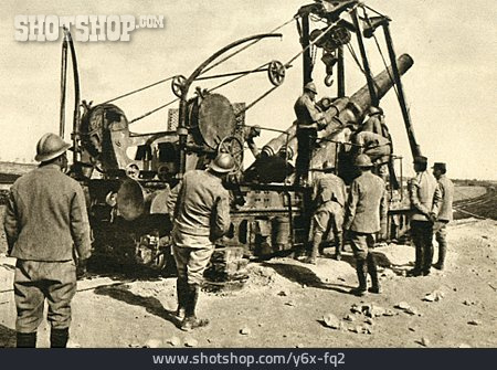 
                Erster Weltkrieg, Eisenbahngeschütz, 40-cm-langrohrgeschütz, Französische Artillerie                   