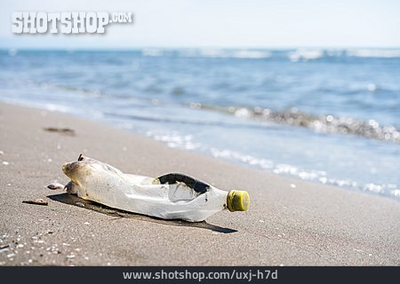 
                Plastikflasche, Sandstrand                   