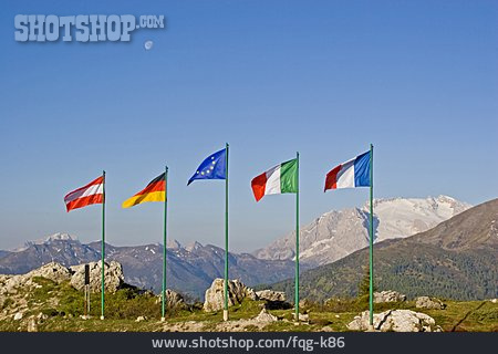 
                Europe, Flags, Dolomites                   