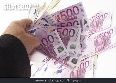 
                Geldscheine, Bargeld, 500 Euro, Zugreifen                   