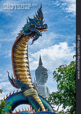 
                Buddha, Naga, Wat Phu Manorom                   