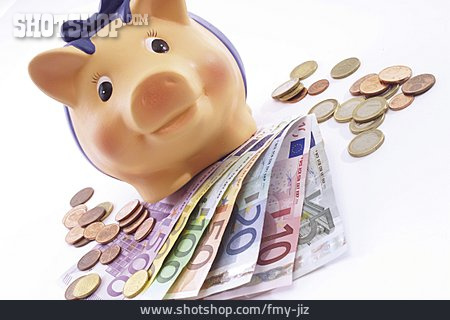 
                Euro, Sparschwein, Bargeld, Ersparnisse                   