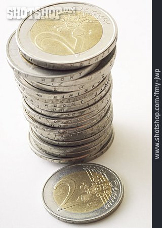 
                Münzstapel, Münzgeld, 2 Euro                   