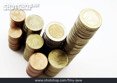 
                Kleingeld, Münzstapel, Euromünzen                   