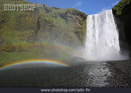 
                Wasserfall, Regenbogen, Skogafoss                   