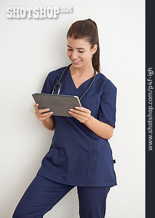 
                Online, Krankenschwester, Tablet-pc                   