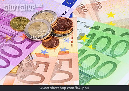 
                Euroschein, Münzen                   