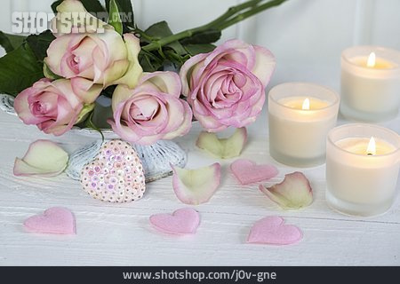 
                Kerze, Romantisch, Rosenblüte                   