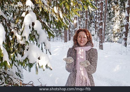 
                Frau, Glücklich, Winter                   