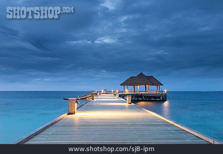 
                Reiseziel, Bootssteg, Malediven                   
