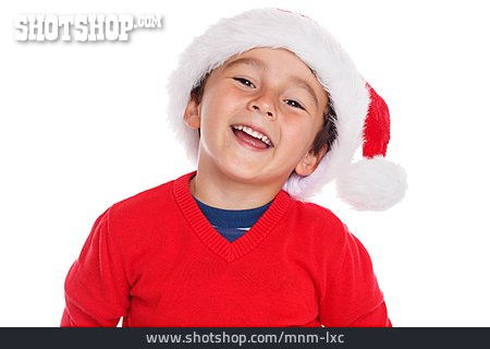 
                Junge, Lachen, Weihnachtsmütze                   