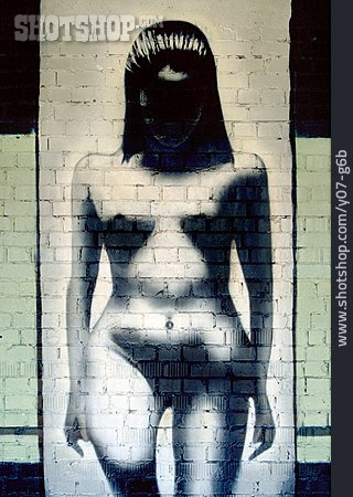 
                Frau, Akt, Graffiti                   