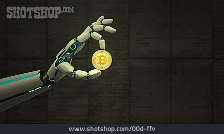 
                Bezahlung, Humanoid, Bitcoin, Robotik, Roboterhand                   