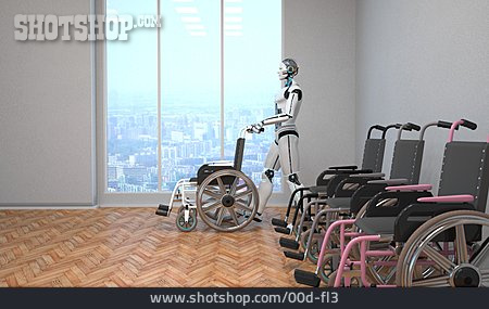 
                Roboter, Rollstuhl, Patientenbetreuung                   