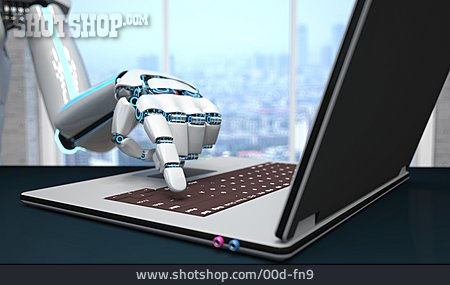 
                Computer, Tippen, Roboterhand                   