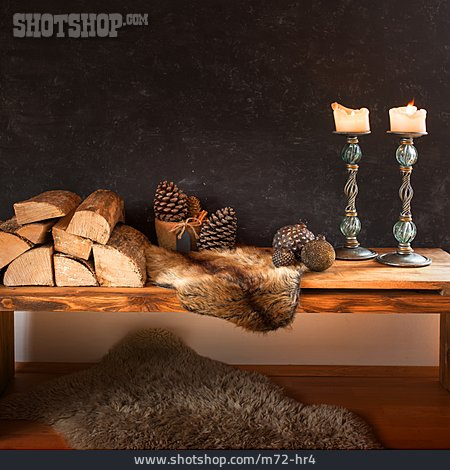 
                Comfortable, Winterly, Wooden Bench                   