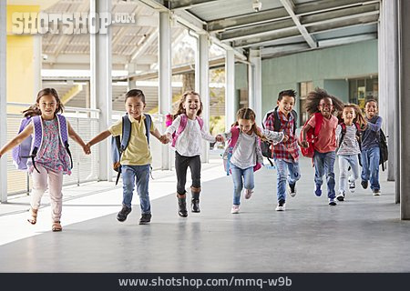 
                Running, Holding Hands, Elementary Student                   
