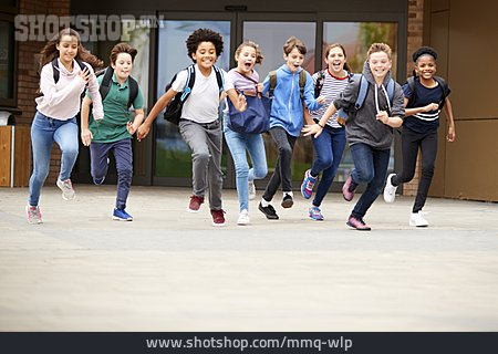 
                Running, Pupils, School Finish                   