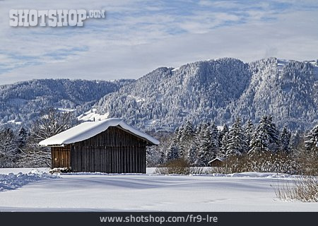 
                Winter, Holzscheune                   