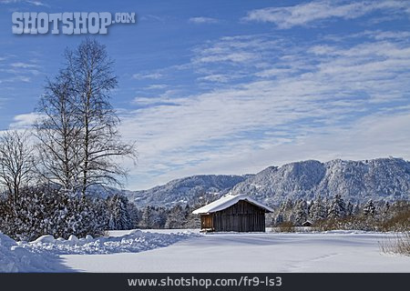 
                Winter, Holzscheune, Gaißacher Filze                   
