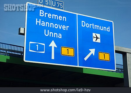 
                Autobahnschild, A1, B1                   