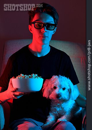 
                Teenager, Fernsehen, 3d-brille                   