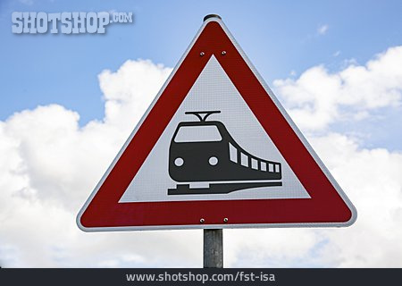 
                Warnschild, Zugverkehr, Eisenbahnübergang                   