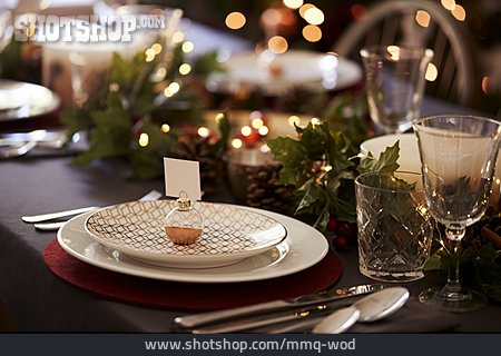 
                Tischgedeck, Weihnachtsessen, Tischkarte                   
