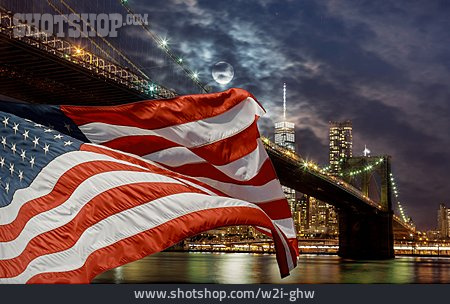 
                Stars And Stripes, Brooklyn Bridge, New York City                   