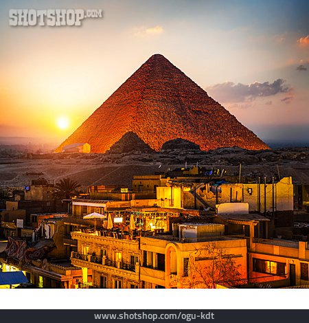 
                Pyramide, Wohnhäuser, Kairo, Gizeh                   