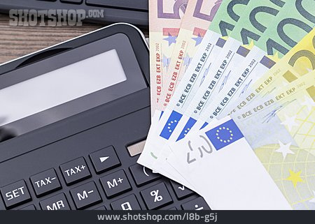 
                Taschenrechner, Euroscheine                   