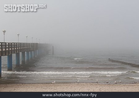 
                Nebel, Seebrücke, Ostseeküste                   