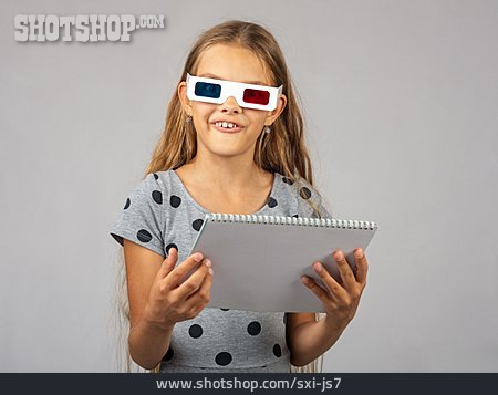 
                Mädchen, Schule, 3d, Mint, Virtuell, 3d-brille                   